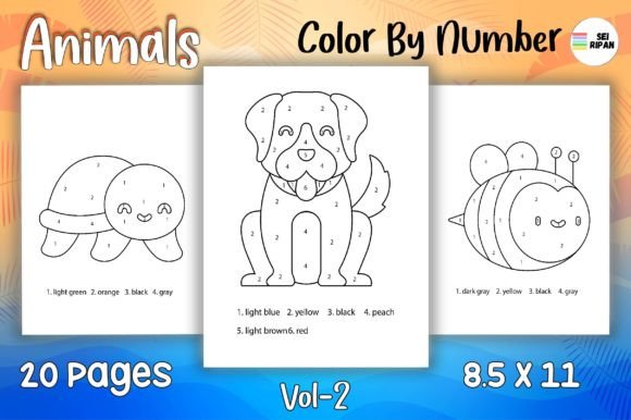 Animals Color by Number Page for Kids 01: A Creative Design Asset
