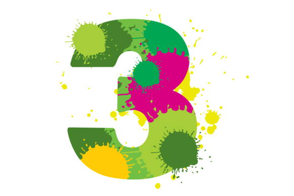 Creative Three Sign: Color Paint Drops O for Bold Designs