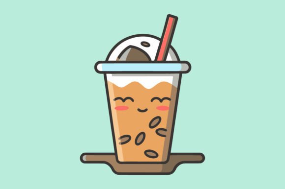 Cute Iced Coffee Flat Color Vector Art: A Barista's Dream Asset