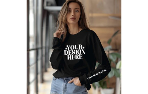 Gildan 18500 Sleeve Woman Black Color Mo: Elevate Your Design Presentations