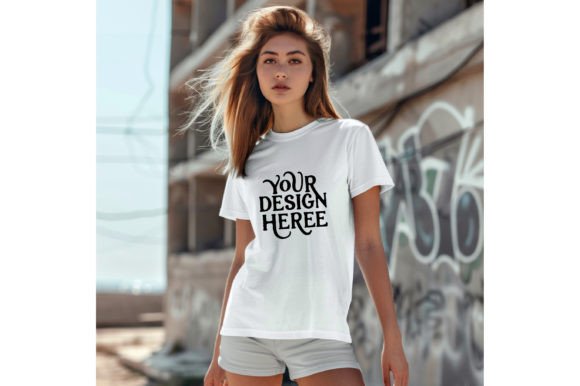 Gildan 5000 T-shirt Woman White Color Mo: A Designer's Mockup Essential