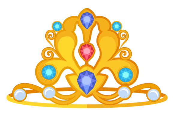 Golden Crown with Color Jewels: A Precious Design Asset