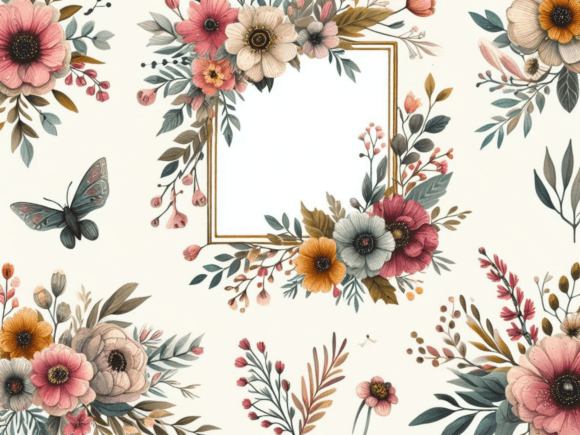 Watercolour Flowers Set Boho Frame: A Designer's Asset